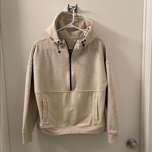 Zella Women's Beige Half Zip Hoodie with kangaroo pocket. Never worn.